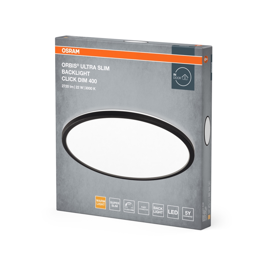 Osram - Luminaria de techo LED regulable ORBIS ULTRA SLIM LED/22W/230V 3000K Ø 40 cm negro