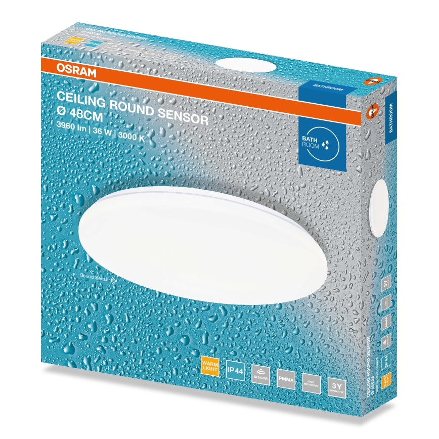 Osram - Lámpara de techo LED para baño con sensor crepuscular CEILING ROUND LED/36W/230V 4000K pr. 48 cm IP44 blanco