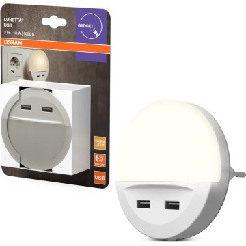 Osram - Lámpara nocturna LED de enchufe con sensor LUNETTA 2xUSB LED/13W/230V