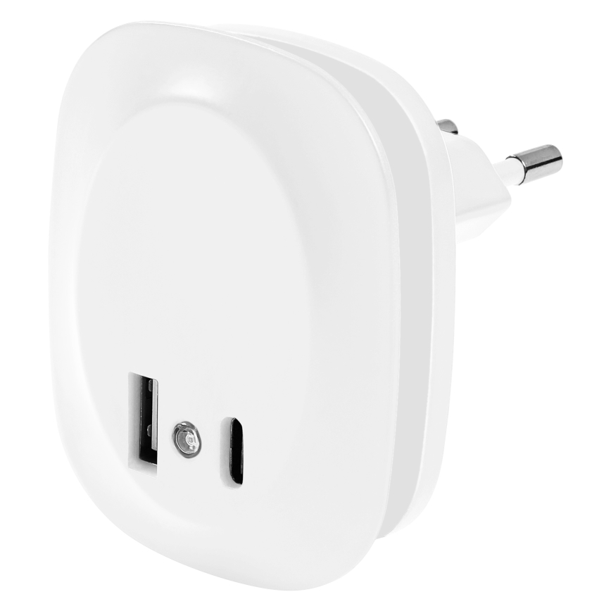 Osram - Luz nocturna LED para enchufe con sensor y USB LUNETTA LED/12,5W/230V blanca