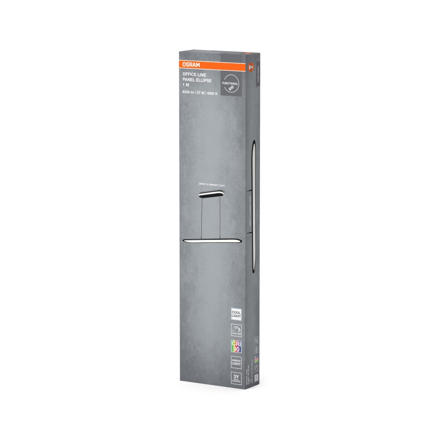 Osram - Lámpara colgante LED regulable con cable OFFICE LINE LED/57W/230V 4000K 100 cm CRI 90 negra