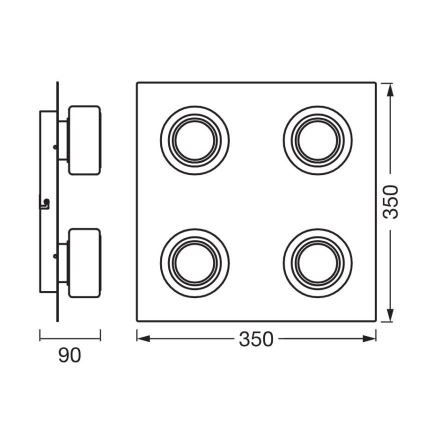 Osram - Lámpara LED de techo para baño ORBIS FLAME 4xLED/5,5W/230V 3000/4000K IP44 negro