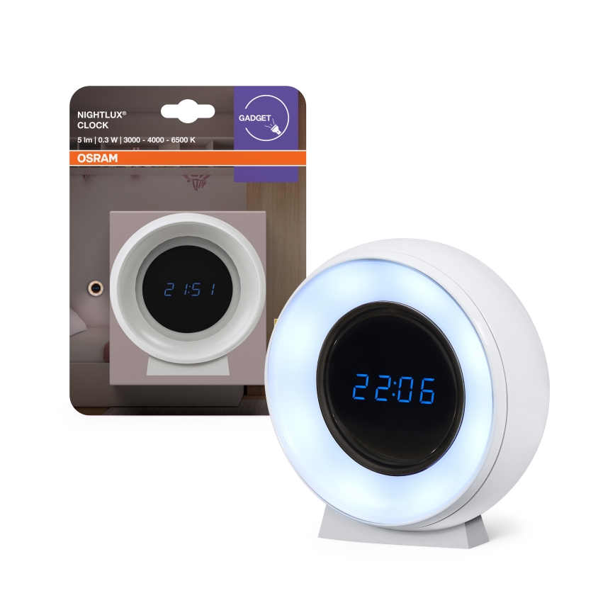 Osram - Reloj digital LED con retroiluminación NIGHTLUX LED/0,3W/5V 1000mAh 3000/4000/6500K blanco