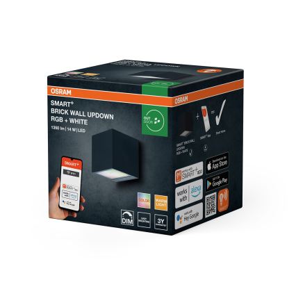 Osram - LED RGBW aplique de pared regulable para exterior SMART+ BRICK LED/14W/230V IP44 Wi-Fi