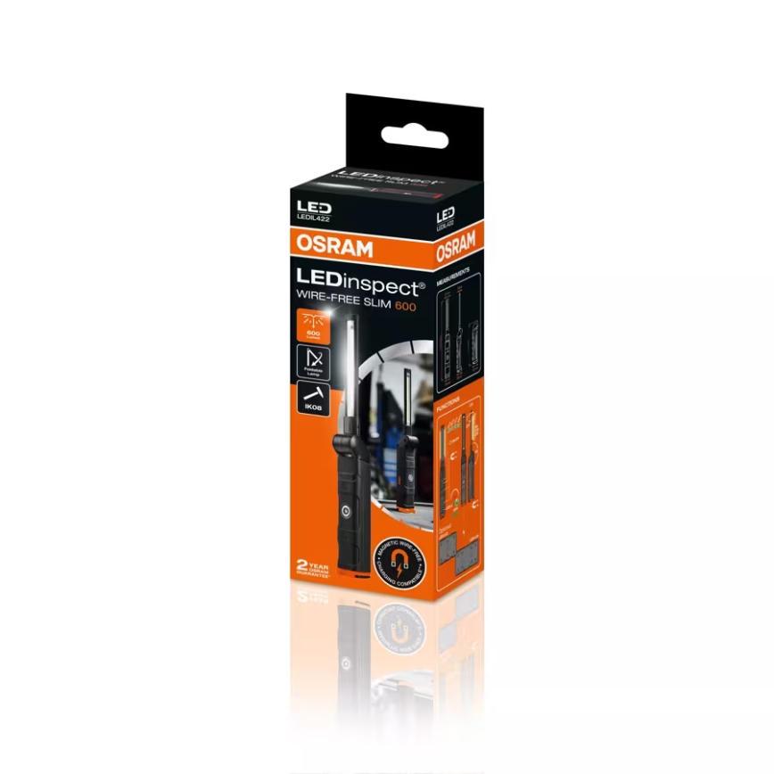 Osram - Linterna recargable LED regulable LEDINSPECT WIRE-FREE SLIM 600 LED/5W/3,7V IP54 2600 mAh