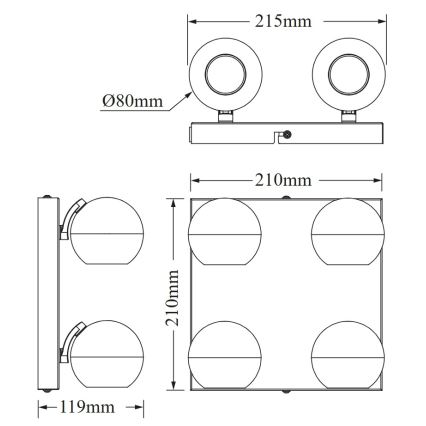 Osram - Luminaria de focos SPOT SPHERAL 4xGU10/6W/230V negra