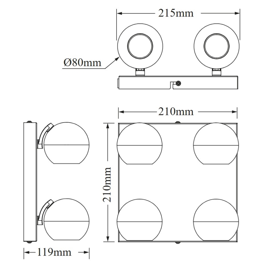 Osram - Luminaria de focos SPOT SPHERAL 4xGU10/6W/230V negra