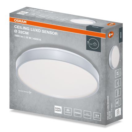 Osram - Lámpara de techo LED con sensor crepuscular CEILING LUXO LED/18W/230V Ø 32 cm, plateada