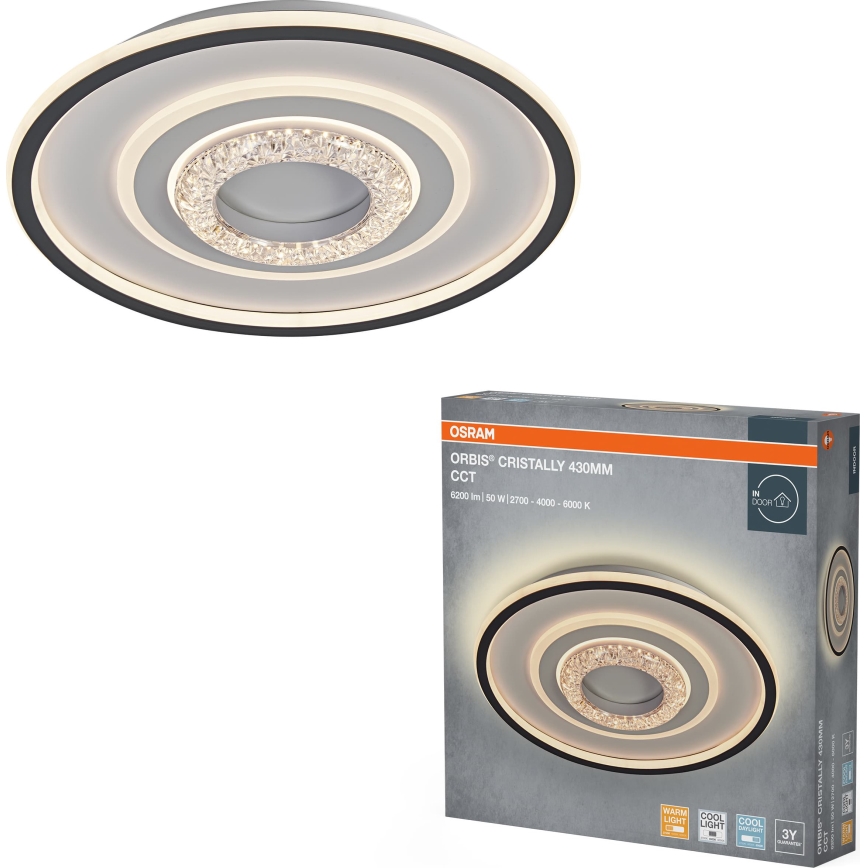 Osram - Luminaria de techo LED ORBIS CRISTALLY LED/50W/230V 2700/4000/6000K diámetro 43 cm blanco/negro