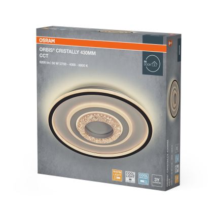 Osram - Luminaria de techo LED ORBIS CRISTALLY LED/50W/230V 2700/4000/6000K diámetro 43 cm blanco/negro