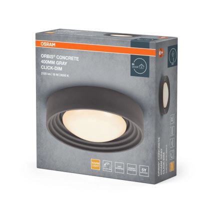 Osram - Luminaria de techo LED regulable ORBIS CONCRETE LED/18W/230V Ø 40 cm gris/hormigón