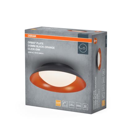 Osram - Luminaria de techo LED regulable ORBIS PLATE LED/35W/230V Ø 43 cm naranja/negro