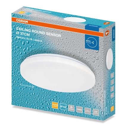 Osram - Luminaria LED de techo para baño con sensor crepuscular CEILING ROUND LED/24W/230V 3000K Ø 37 cm IP44 blanca