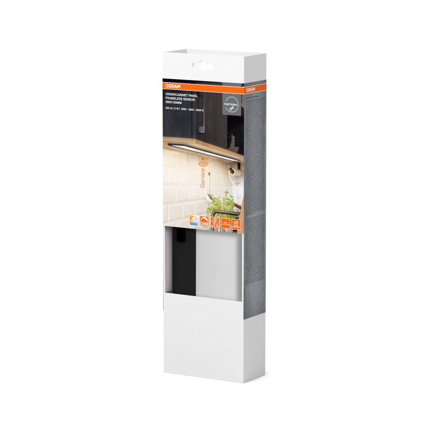 Osram - Luz LED regulable para instalación bajo mueble con sensor de movimiento UNDERCABINET LED/5W/230V 3000/4000/6500K 10x30 cm negra