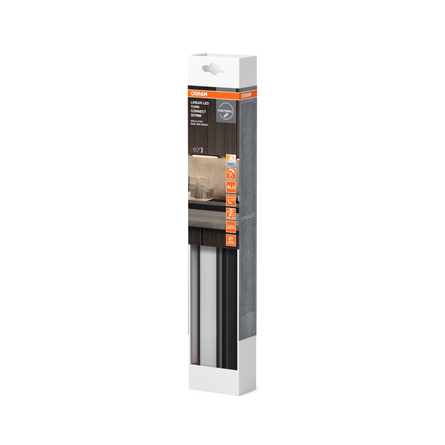 Osram - Luminaria LED regulable para instalación bajo armarios LINEAR TURN LED/6W/230V 3000/4000/6500K 35 cm negra