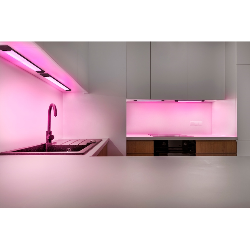 Osram - Luminaria LED RGBW regulable para debajo del mueble con sensor de movimiento LINEAR EDGE LED/8W/230V 50 cm negro + mando a distancia