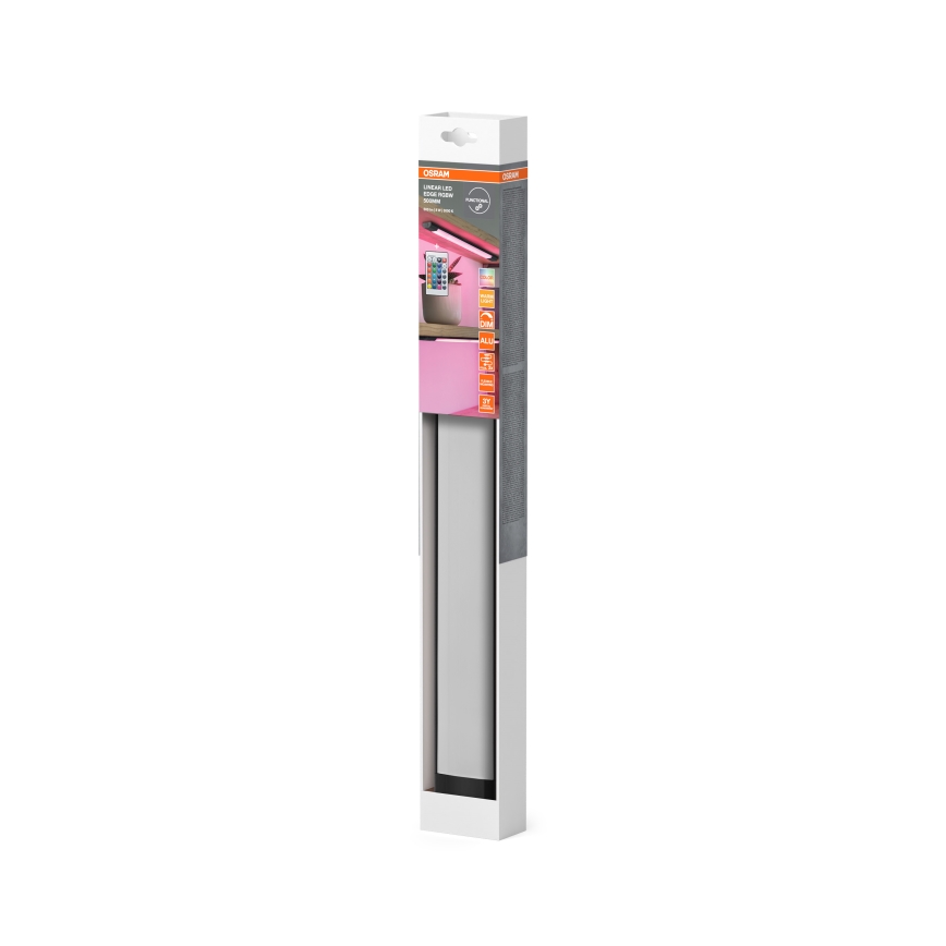 Osram - Luminaria LED RGBW regulable para debajo del mueble con sensor de movimiento LINEAR EDGE LED/8W/230V 50 cm negro + mando a distancia