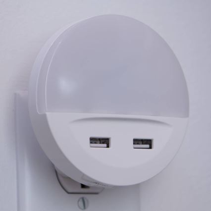 Osram - Luz nocturna LED para enchufe con sensor LUNETTA 2xUSB LED/13W/230V