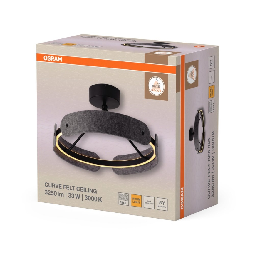 Osram - Plafón LED de superficie DECOR CURVE LED/33W/230V Ø 43 cm, gris