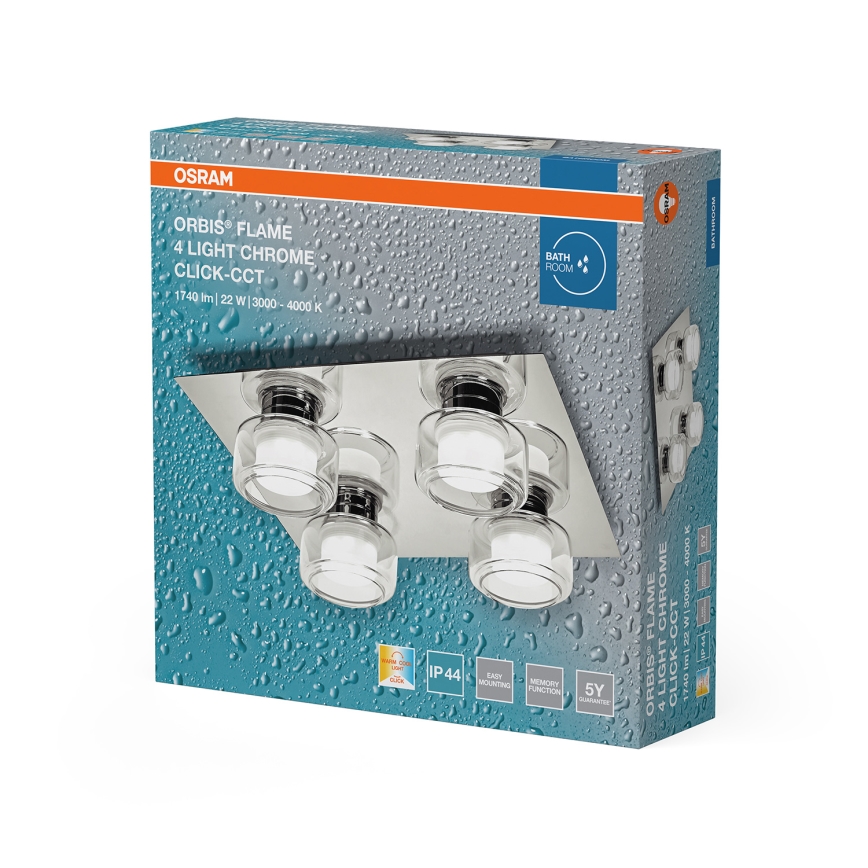 Osram - Plafón LED para baño ORBIS FLAME 4xLED/5,5W/230V 3000/4000K IP44 acabado cromado brillante