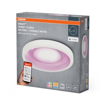 Osram- Lámpara de techo regulable LED RGBW SMART+ CLARIA LED/32W/230V diámetro 49 cm 2700-6500K Wi-Fi