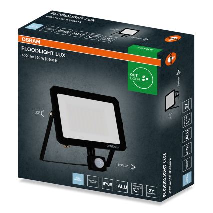 Osram - Proyector LED FLOODLIGHT con sensor de movimiento y sensor crepuscular LED/50W/230V 6500K IP65 negro