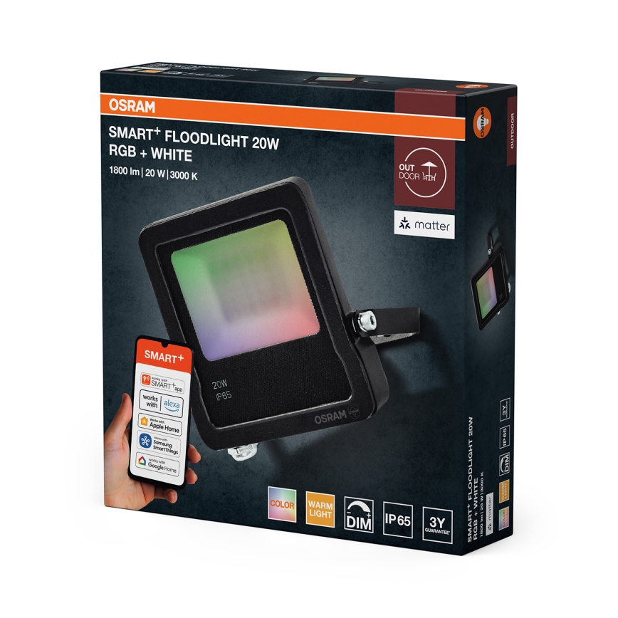 Osram - Foco LED RGBW regulable SMART+ FLOODLIGHT LED/20W/230V IP65 Wi-Fi
