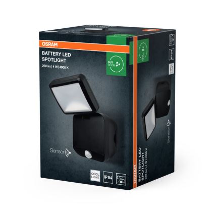 Osram - Reflector LED de pared para exterior con sensor BATTERY LED/4W/4xD IP54