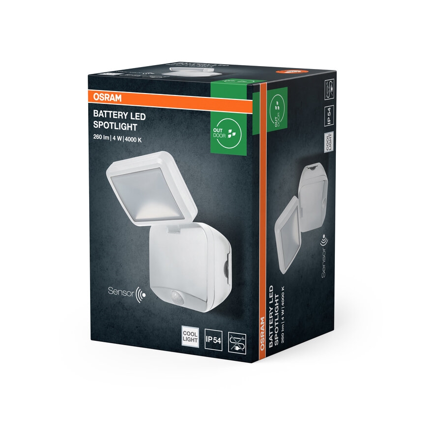 Osram - Reflector mural LED para exteriores con sensor BATTERY LED/4W/4xD IP54