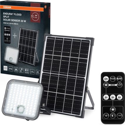 Osram - Reflector solar LED regulable con sensor ENDURA LED/30W/6,4V 4000K IP65 negro + mando a distancia