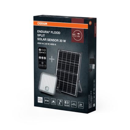 Osram - Reflector solar LED regulable con sensor ENDURA LED/30W/6,4V 4000K IP65 negro + mando a distancia
