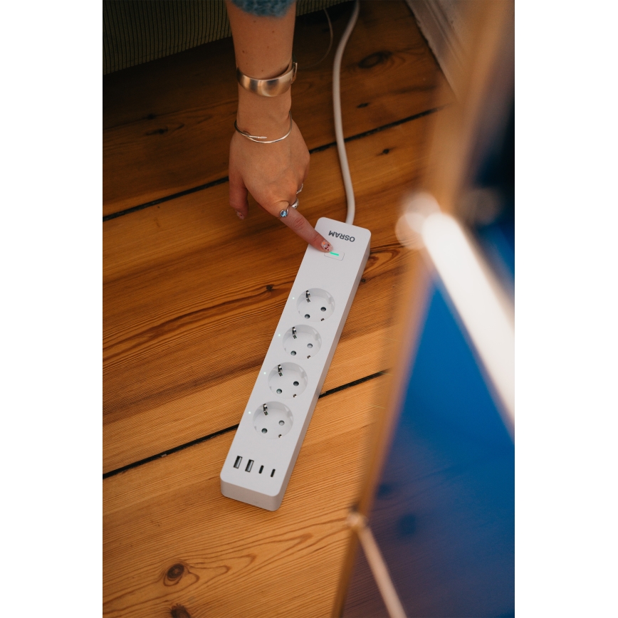 Osram - Regleta SMART+ 4Z tipo F + 2xUSB-A + 2xUSB-C Wi-Fi