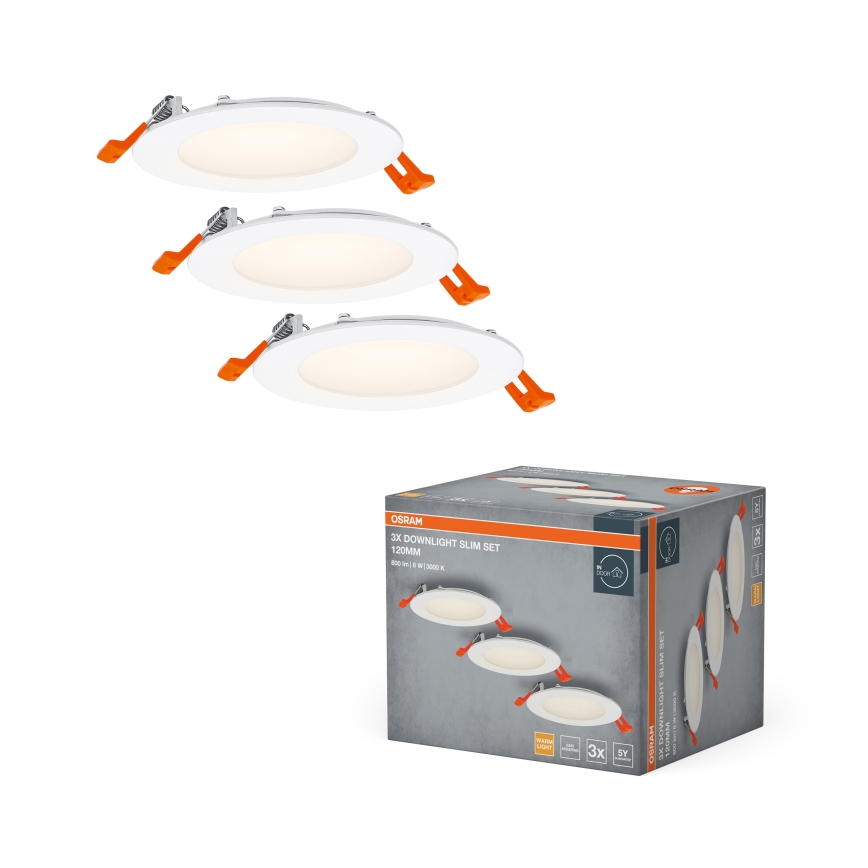 Osram - Pack de 3 downlights empotrables LED SPOT LED/8W/230V 3000K Ø 12 cm blanco