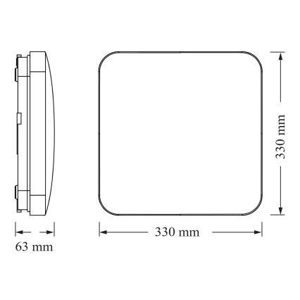 Osram - Lámpara de techo LED con sensor crepuscular SQUARE LED/24W/230V 33x33 cm