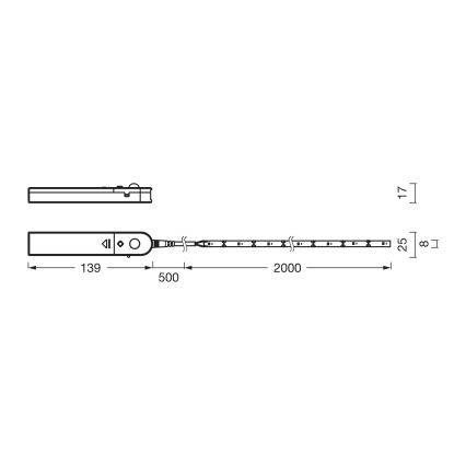 Osram - Tira LED con sensor de movimiento FLEX 2m LED/3,6W/4xAA