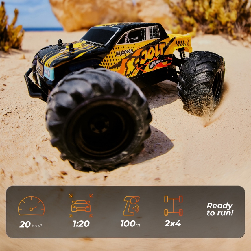 Overmax - Coche RC teledirigido X-JOLT 1000 mAh negro/amarillo