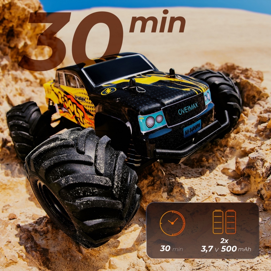 Overmax - Coche RC teledirigido X-JOLT 1000 mAh negro/amarillo