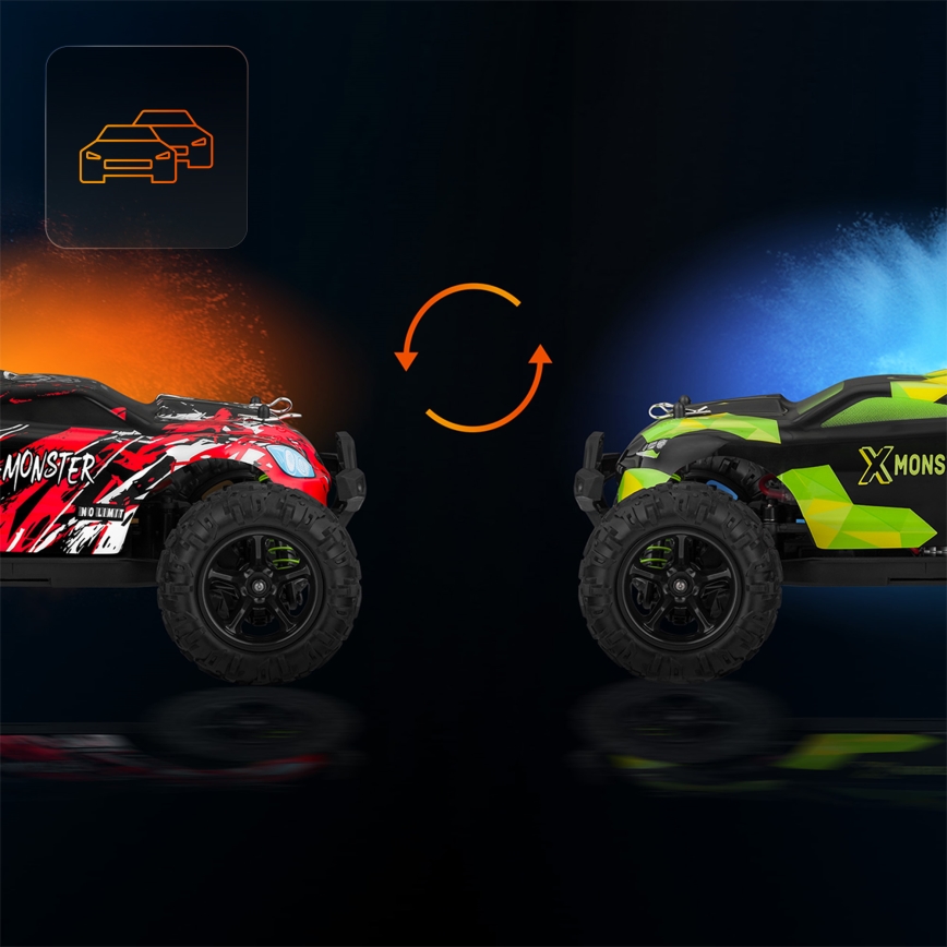 Overmax - coche RC con mando a distancia X-MONSTER 3.5 1700 mAh negro/rojo/verde