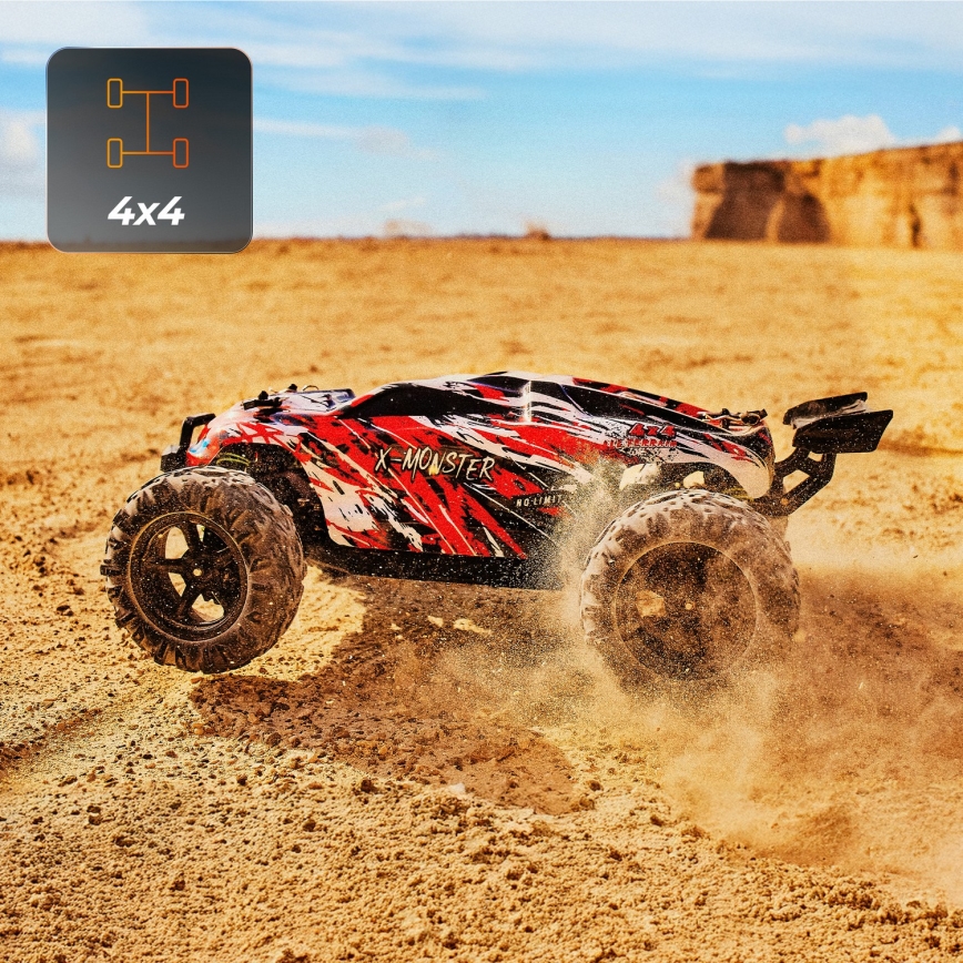 Overmax - coche RC con mando a distancia X-MONSTER 3.5 1700 mAh negro/rojo/verde