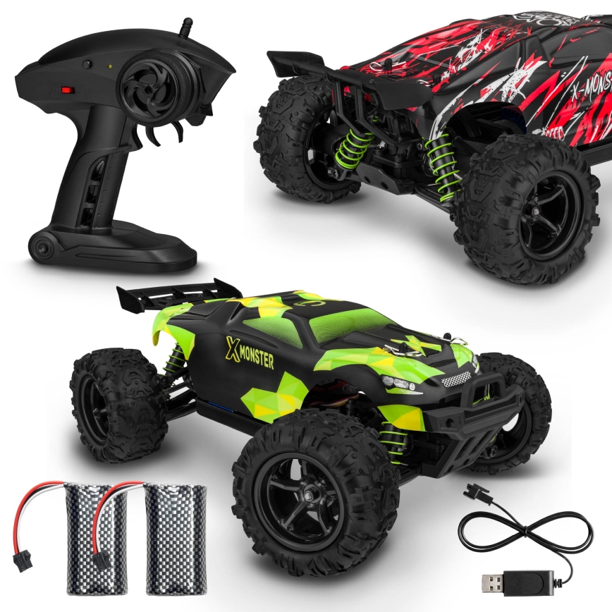 Overmax - coche RC con mando a distancia X-MONSTER 3.5 1700 mAh negro/rojo/verde