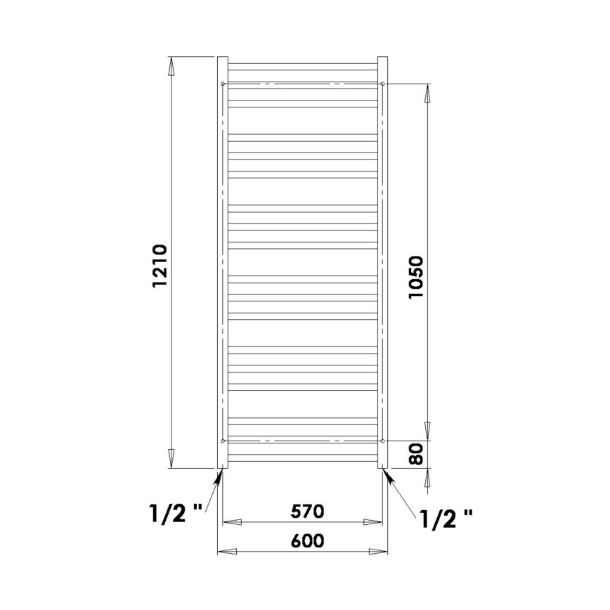 P.M.H. AV4C - Radiador toallero para baño AVENTO 360 W 121 cm cromo brillante