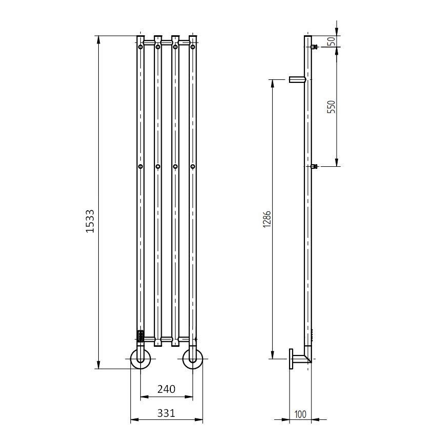 P.M.H. MO1B-RK - Toallero eléctrico para toallas MONA 93W/230V 153,3 cm IP44 negro
