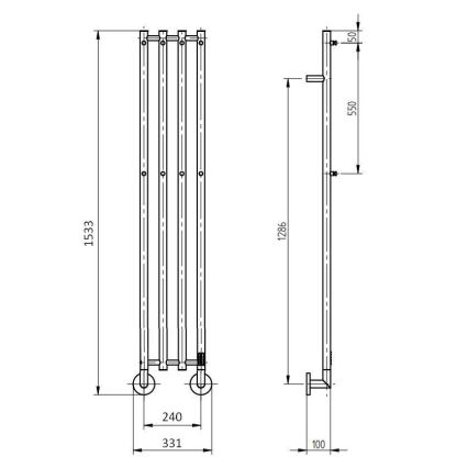 P.M.H. MO1SS-LK - Toallero eléctrico para toallas MONA 93W/230V 153,3 cm IP44 acero inoxidable pulido