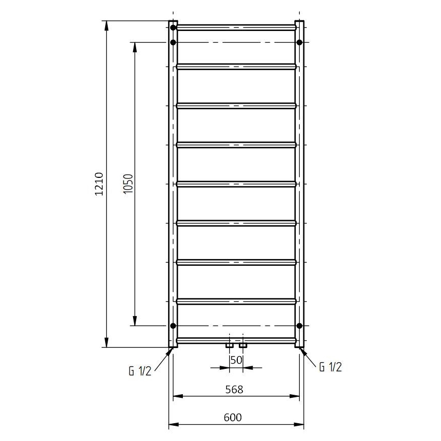 P.M.H. NS4W-M - Radiador toallero para baño NAAS 349 W 121 cm blanco