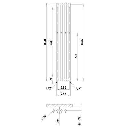P.M.H. R2W - Radiador toallero de baño tipo escalera ROSENDAL 350W 150 cm blanco