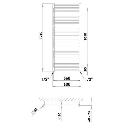 P.M.H. SN4W - Radiador toallero para baño SORANO 470 W 121 cm blanco