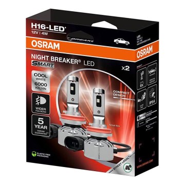 Pack de 2 Bombillas LED para coche NIGHT BREAKER SMART H16 PGJ19-3/4W/12V 6000K - Osram
