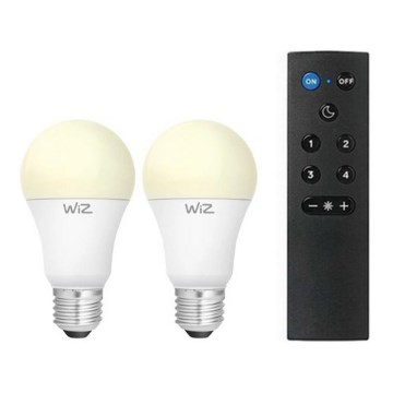 Pack de 2 bombillas LED regulables A60 E27/9W/230V 2700K Wi-Fi + mando a distancia - WiZ
