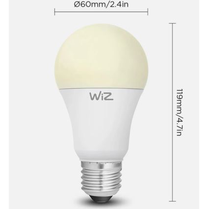 Pack de 2 bombillas LED regulables A60 E27/9W/230V 2700K Wi-Fi + mando a distancia - WiZ