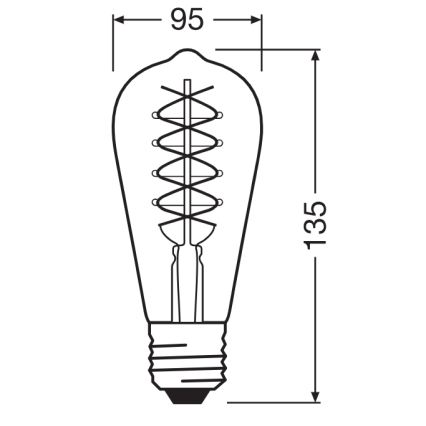 Pack de 2 bombillas LED regulables de filamento vintage E27/4,8W/230V 2200K - Osram